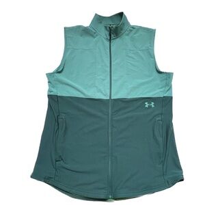 Under Armour Womens VEST Size XL 2 tone Green Full Zip Sleeveless Polyester
